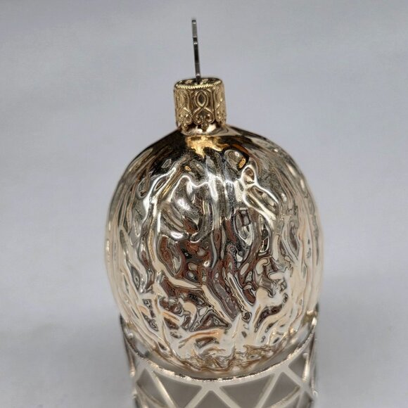 Inge Glas Walnut German Glass Christmas Ornament Silver 2" - Picture 3 of 6